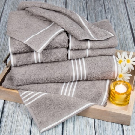 Hastings Home Rio 8 Piece 100 Percent Cotton Towel Set - Silver 337787AEV